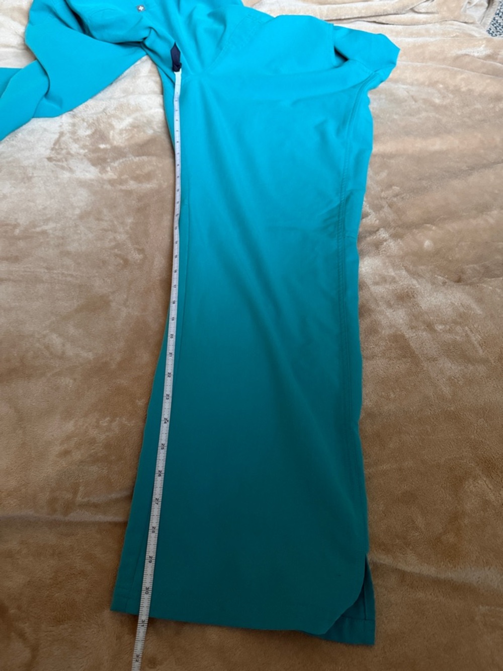 Figs Teal Isabel High Rise Wide Leg Scrub Pants - Picture 4 of 9